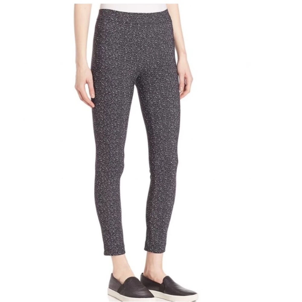 NWT Theory Leggings Black Gray Adbelle Tweed Pull On Stretch Work
